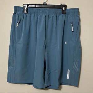 Northyard Men’s Shorts 2XL Blue Running Gym Quick Dry Athletic Zip Pockets Beach